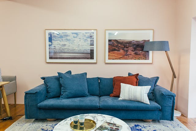 living room with blue couch (2)