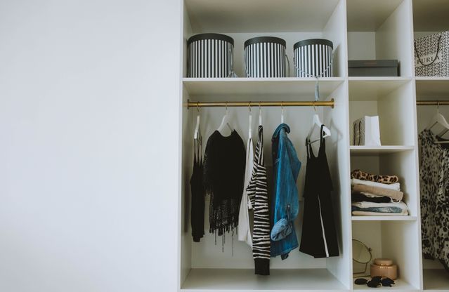 closet with various types of clothing inside